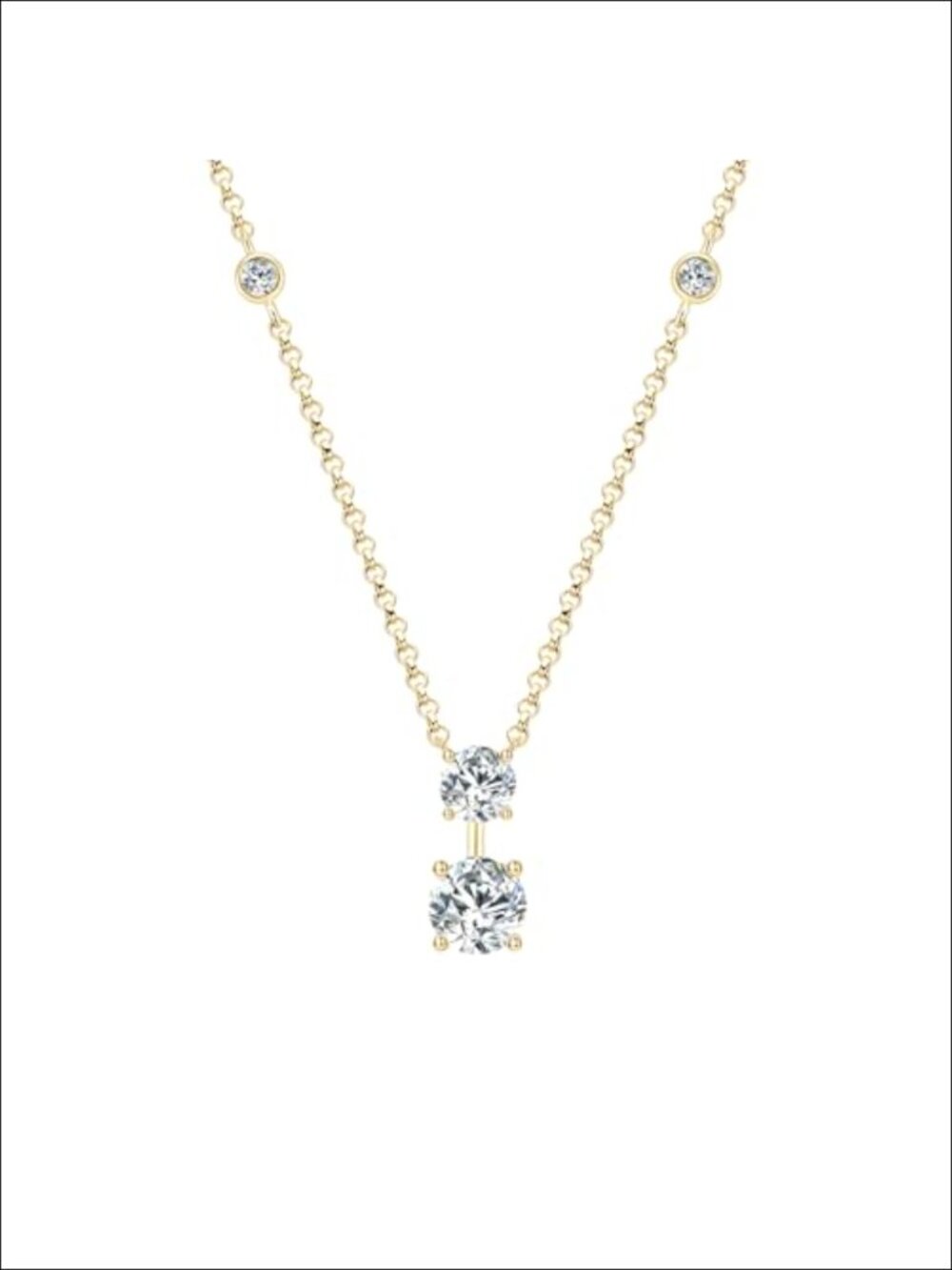 Moissanite Solitaire Pendant Necklace Sterling Silver White Gold Plated Choker